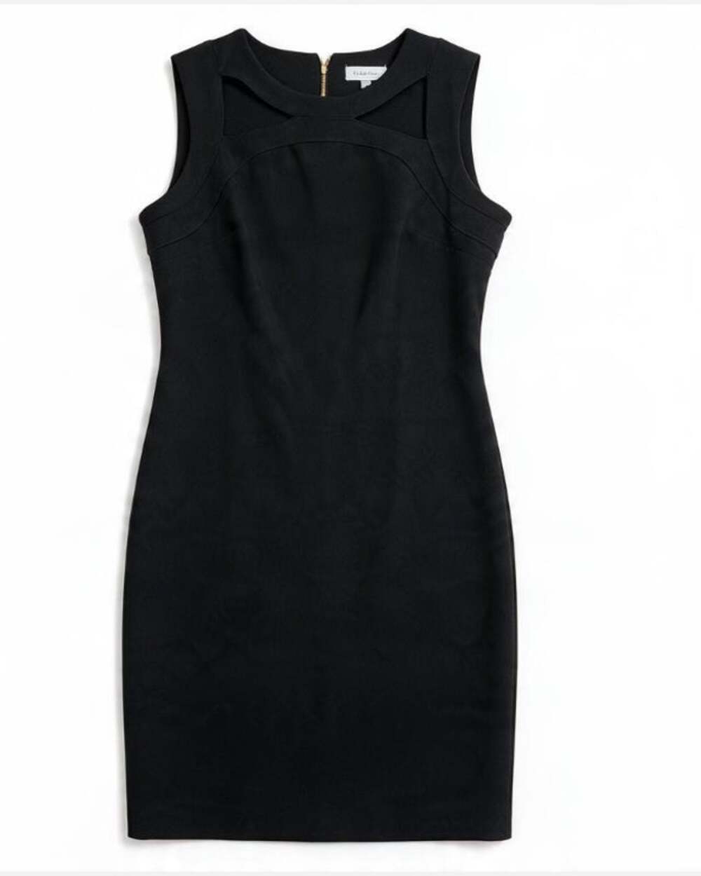 NEW Calvin Klein 12 Black Sheath Dress Cut Out Career Professional Minimalist